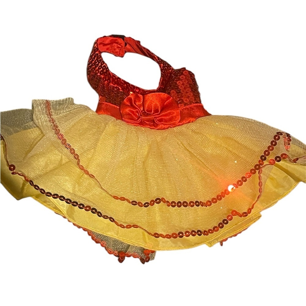 Build - A - Bear Red Yellow Sparkly Halter Dress